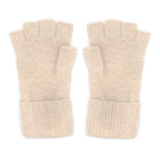 Fingerless cream gloves